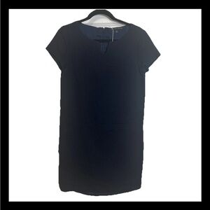 Brooks Brothers 346 v neck textured short sleeve dress size 8 navy blue